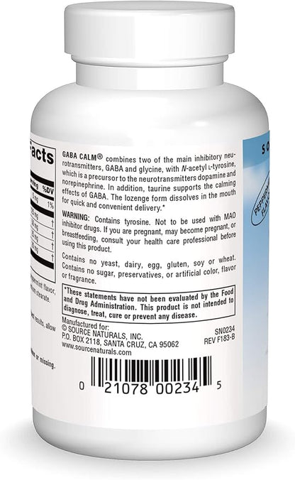 Source Naturals Serene Science, GABA Calm Quick Dissolving Peppermint Flavor* - 60 Lozenges