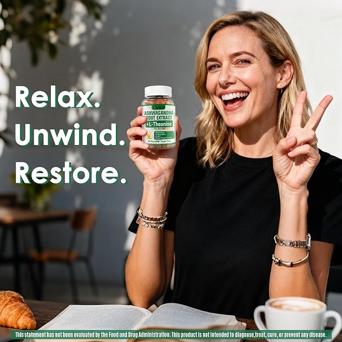 NEVISS Ashwagandha Gummies 2000mg, Feel Refreshed, Plus Proprietary Blend with 5-HTP, L-Theanine, Lemon Balm, Magnesium for Calm, Zzzs, Mood, Energy & Relaxation Support (1 Pack (60 Countss))