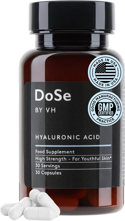 DoSe by VH Hyaluronic Acid Capsules 300mg – Hyaluronic Acid Supplement with Vitamin C – Supports Skin Hydration, Joint Comfort & Eye Moisture – Vegan Supplement (30 Capsules)