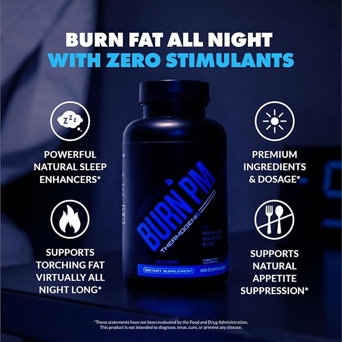 Sculpt Nation by V Shred Burn PM - Night Time Fat Burner - Appetite Suppressant and Weight Loss Support - Raspberry Ketones, Green Coffee Bean Extract, Melatonin - 60 Gluten Free Capsules