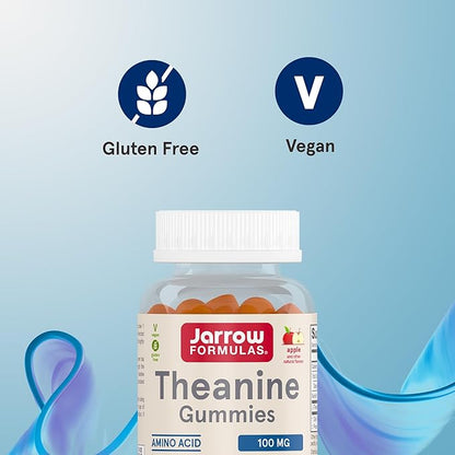 Jarrow Formulas® Theanine 100 mg Gummies, Dietary Supplement That Promotes Calmness, 60 Apple-Flavored Gummies, 60 Day Supply