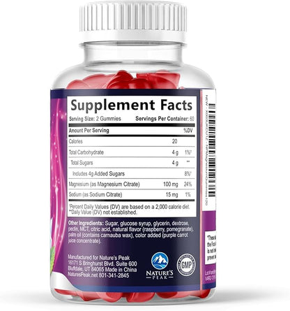 Magnesium Citrate Gummy - High Absorption Magnesium Gummies for Adults & Kids - Enhanced Bioavailability Form Mag Citrate Supplement - Improved Vegan Formula - Delicious Raspberry Flavor - 120 Gummies