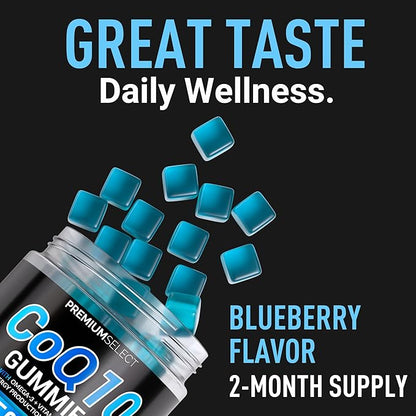 CoQ10 Gummies for Adults 500mg – Sugar Free, 120 Gummies – with Omega-3, Vitamin B3 & Zinc – Supports Heart Health, Cellular Energy & Antioxidant Support Gummy Chews