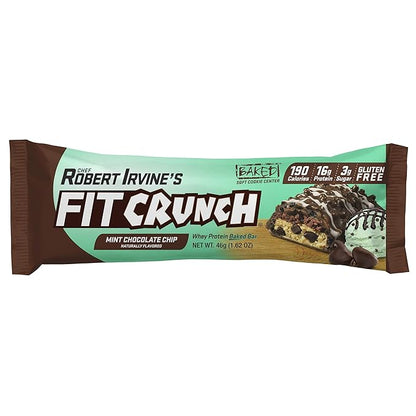 FITCRUNCH Snack Size Protein Bars, World’s Only 6-Layer Baked Bar, 3g of Sugar & Soft Cake Core (18 Bars, Mint Chocolate Chip)