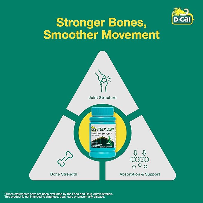 D-Cal Flex Joint | Joint Support Supplement for Women | Native Collagen Type II, Calcium & BioPerine® | Rebuild Cartilage, Improve Flexibility & Strengthen Bones | 72 Tablets, Made in USA