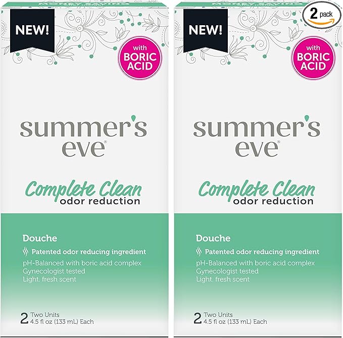 Summer's Eve Feminine Douche, Complete Clean | Odor Reduction | Boric Acid Complex | 2 Units | 4.5 oz Each