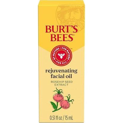 Burt's Bees Gua Sha Face Oil With Rosehip Seed Extract,Reduces Appearance of Fine Lines and Wrinkles,Use with Ice Roller & Facial Tools,Natural Origin Skin Care,0.51 fl. oz.,(Pack of 2)