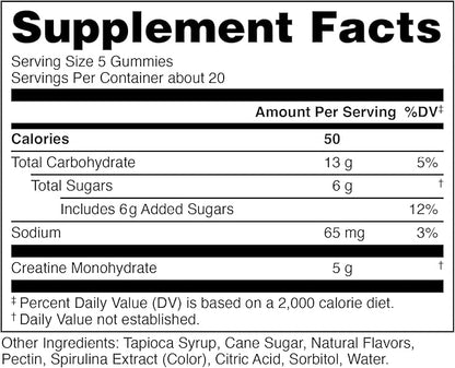 Bucked Up Creatine Gummy Bucks - 5g per Serving - 20 Servings (Blue Blast)