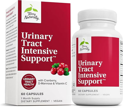 Terry Naturally Urinary Tract Intensive Support - Supplement with Cranberry for Bladder Health Support - Kidney Health Supplement with D-Mannose & Vitamin C - 60 Capsules (30 Servings)