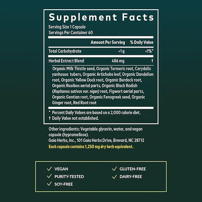 Gaia Herbs Liver Cleanse - Liver Health Support Herbal Supplement with Milk Thistle, Burdock, Turmeric, Dandelion & More* - 60 Vegan Liquid Phyto-Caps (30 Servings)