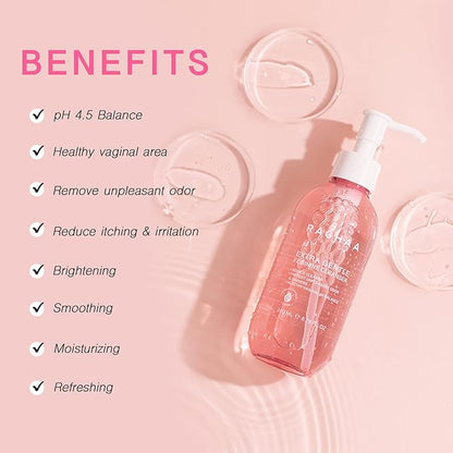 RACHAA Feminine Wash for Women - Gentle Daily Intimate Cleanser for Lightening, Moisturizing, Cleansing with Vitamin C, Tea Tree Oil & Lactic Acid - Sensitive, Hypoallergenic & pH Balance, 6.76 FL.Oz