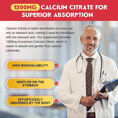 (3 Pack) Sugar Free Calcium Citrate Gummies 1200 mg with Vitamin d3, K2, Magnesium, Zinc for Bone, Muscle & Immune Support, High Absorption Calcium Supplement for Women, Raspberry Flavor, 60 Chews