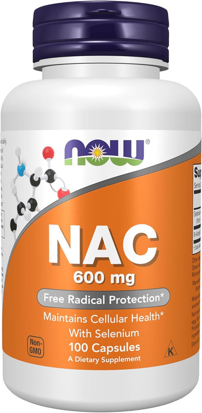 NOW Supplements, NAC (N-Acetyl Cysteine) 600 mg with Selenium, 100 Capsules