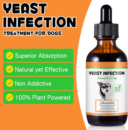 60ML Natural Yeast Infection Treatment for Dogs, Dog Allergy Relief, Skin Itch Relief Supports Healthy, Inflammation Relief, Alleviates Itching, Allergy Relief Dog Yeast