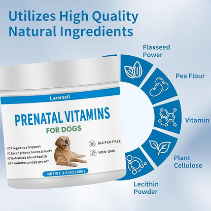 Prenatal Vitamins for Dogs - Aids Healthy Gestation, Puppy Development & Milk Production - Packed with Folic Acid, Calcium, Iron & Key Vitamins - Ideal for Pregnant and Nursing Canines