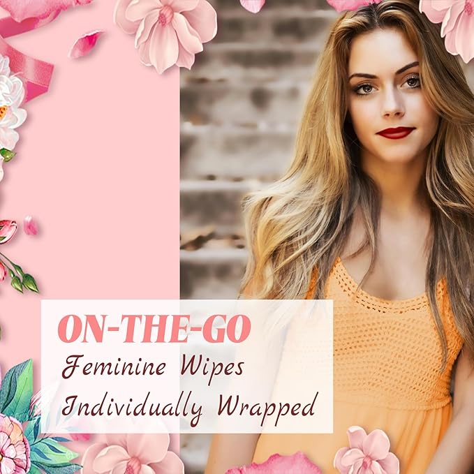 200 Feminine Wipes Flushable Travel Individually Wrapped,Travel Wipes for Women,Feminine Care Wet Wipes Travel Size Vaginal Wipes for Adult, Girl and Homeless