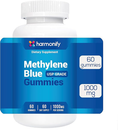 Methylene Blue Gummies USP Grade 2%, 60 Days Supply, Proudly USA Company, Vegan, Non-GMO 60 Cnts