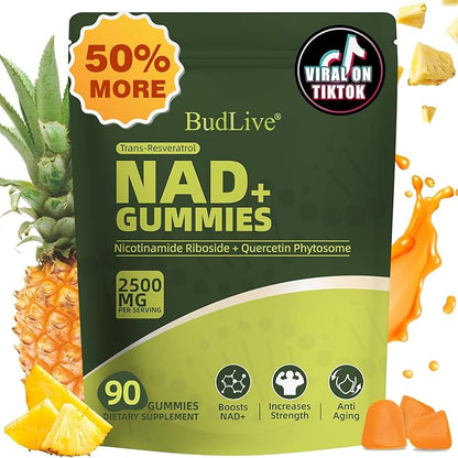 NAD Resveratrol Gummies, Liposomal NAD Gummies for Women with Nicotinamide Riboside, Quercetin, Trans-Resveratrol, Anti-Aging, Cellular Energy & Healthy Aging Support, Non GMO, 90 Counts