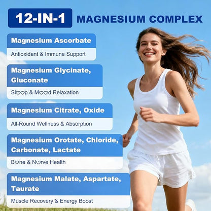 90 Count | Magnesium Complex Gummies for Women & Men, 12 Forms of Magnesium (Glycinate, Citrate& More), Magnesium Supplement with Ashwagandha – Supports Sl♡ep, Bone, Energy, Raspberry Flavor