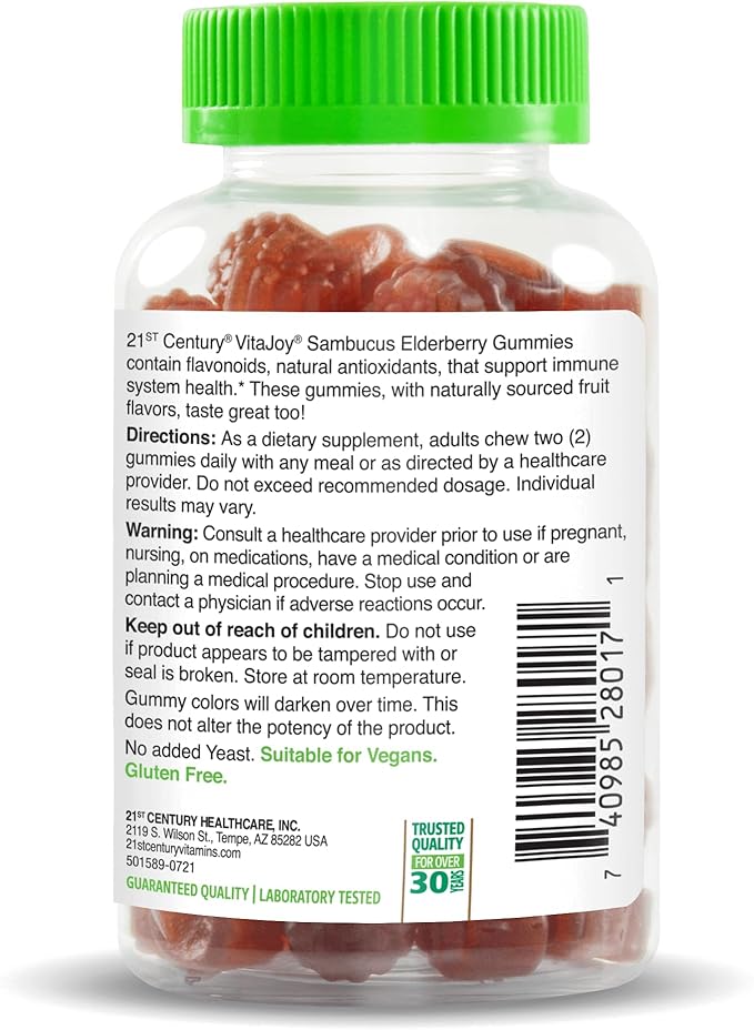21st Century VitaJoy Sambucus Elderberry Gummies, Berry, 60 Count