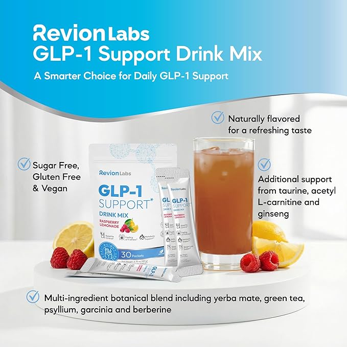 GLP-1 Support Drink Mix Powder - Weight Loss Support Natural Appetite Suppressant & Metabolic Booster for Women Men - Daily Fat Burn Cravings Control & Gut Health GLP1 Support Supplement