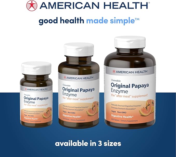 American Health Chewable Original Papaya Enzyme 600 Chwbls
