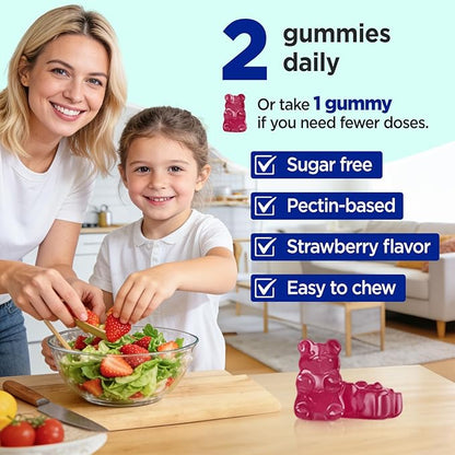 Zinc Gummies - Zinc Picolinate 50mg, Sugar Free, Highly Absorbable Zinc Picolinate Supplement for Kids & Adults, Support Growth, Immune Function, Skin Health, 60 Gummies