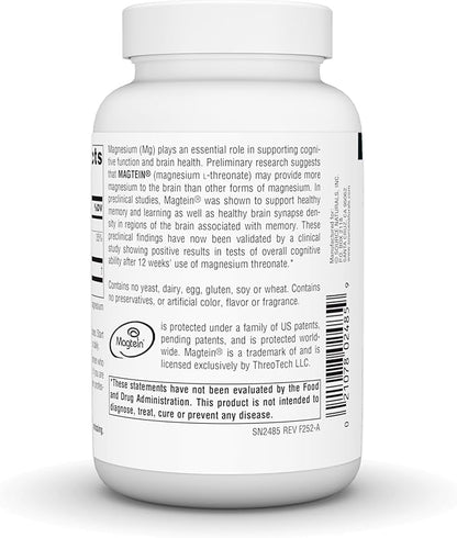 Source Naturals Magtein Magnesium L-Threonate 667mg Supports Focus, Mood, Healthy Memory, Cognitive Function, Sleep* - 90 Capsules
