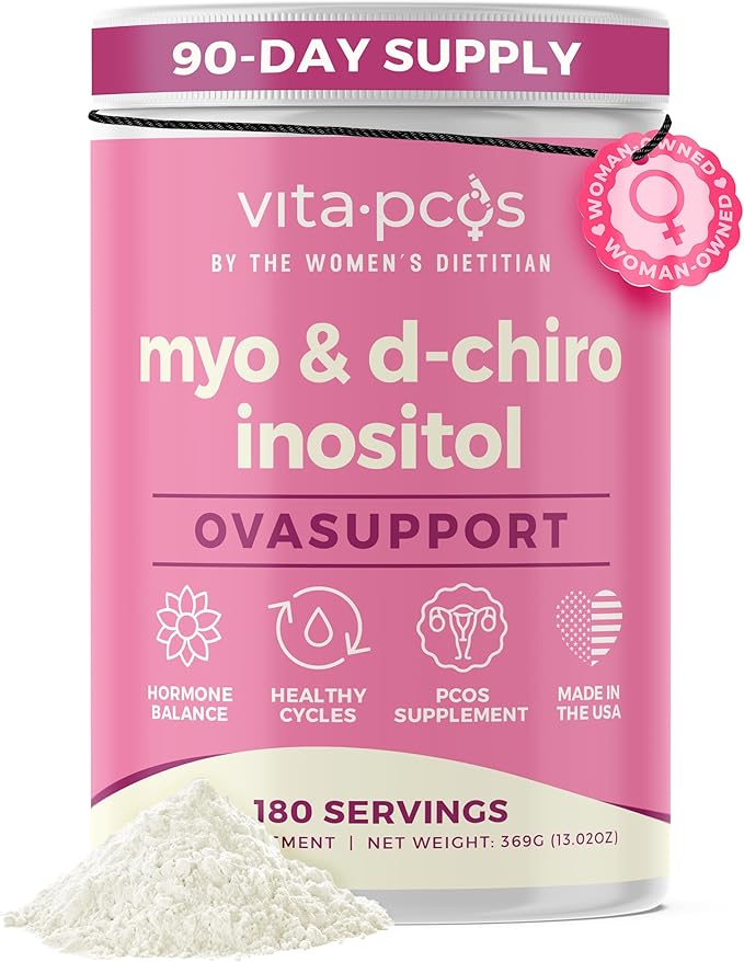 VITA-PCOS Myo-Inositol & D-Chiro Inositol Supplement for Women – 90 Day Supply Fertility Supplements for Women, PCOS Supplements, OvaSupport with 40:1 Ratio MyoInositol 2000mg & D-Chiro 50mg, 13.02oz