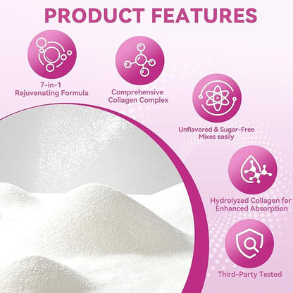 Multi Collagen Peptides Powder, 16 Oz (41 Servings) - Protein Supplement, Type I, II, III, V, X with Hyaluronic Acid, Vitamin C and Biotin, Unflavored, Easily Mixes in Drinks