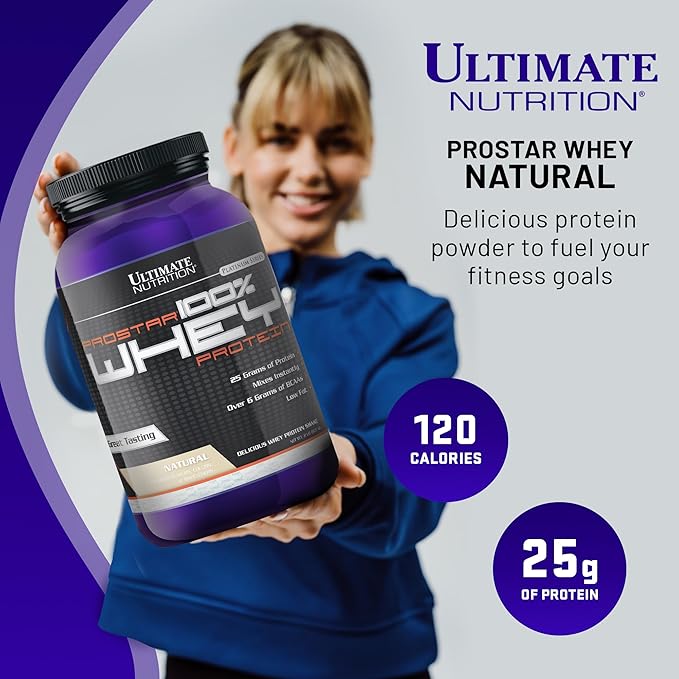 Ultimate Nutrition Prostar Whey Protein Powder Isolate, Natural - Low Carb, High Protein Powder Shake for Muscle Gain & Recovery - Low Sodium, Low-Fat & Keto Friendly - 2 lbs Tub