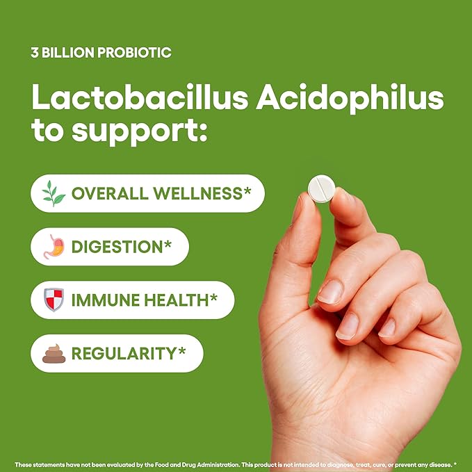 Lactobacillus Acidophilus Probiotic 240 Tablets (4 Month Supply) – Researched Strain LA85 – 3 Billion CFU – Digestive Health & Microbiome Support – GMP Certified (240, Lactobacillus Acidophilus)