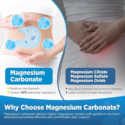 Magnesium Carbonate Gummies 500mg, Chewable Magnesium Supplement for Digestive Support, Muscle & Nerve Health, with Zinc, B6 & D3, Sugar Free, Vegan, Mixed Berry Flavor, 60 Counts