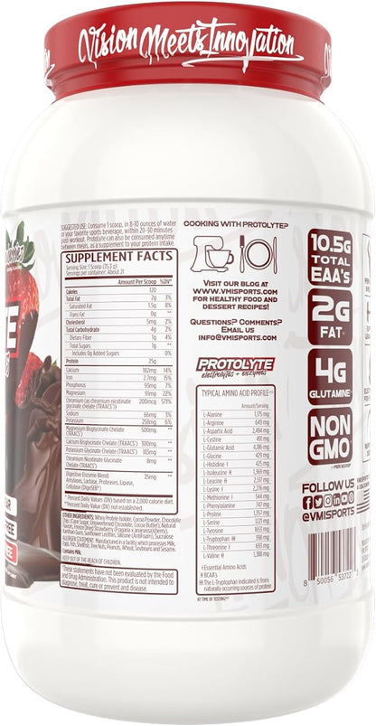 VMI Sports | ProtoLyte Whey Isolate Protein Powder | Low Calorie Whey for Weight Loss and Muscle Gain | Digestive Enzymes | Non-GMO (1.6 lb, Chocolate Covered Strawberries)