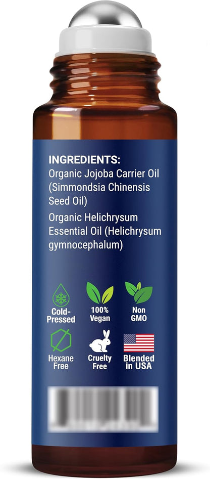 Organic Helichrysum Essential Oil Roll On 10 ml – Natural Aromatherapy Blend for Skin Care, Relaxation, Calm Mind, Stress Relief & Daily Wellness – Nexon Botanics
