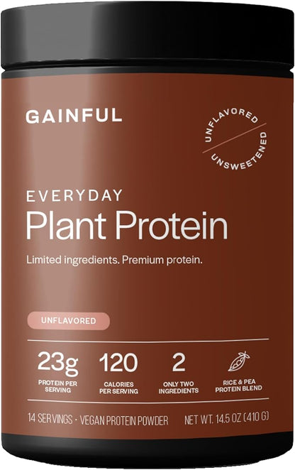 Gainful Everyday Plant Protein Powder, 23g Plant Protein per Serving, Unflavored, Supports Strength, Recovery, and Balanced Nutrition, Vegan, Gut Friendly, No Artificial Ingredients, 14 Servings