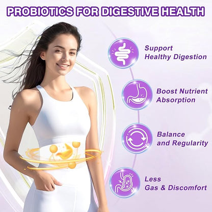 ZEBORA Probiotics for Women Digestive Health with Enzymes, Prebiotics, Vaginal Probiotics, D Mannose & Cranberry, 100 Billion CFUs Probiotic for Gut Health & Urinary Tract Balance, 180 Veggie Capsules