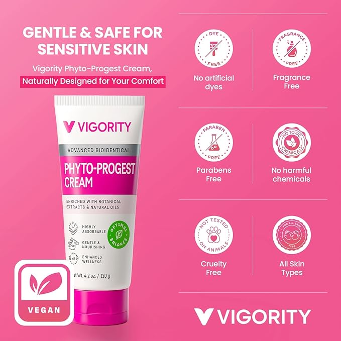 Vigority Phyto-Progest Cream for Women – Botanical Balance & Hydration Support – Gentle, Nourishing, and Fast-Absorbing Formula