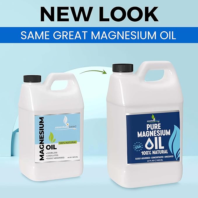 Pure Magnesium Oil Spray 64oz - Topical Magnesium Spray for Sleep & Feet - Extra Strength - USP Grade - 100% Natural and Organic Oil for Muscle Pain & Cramps - No Sprayer Included - Made in USA