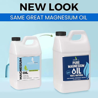 Pure Magnesium Oil Spray 64oz - Topical Magnesium Spray for Sleep & Feet - Extra Strength - USP Grade - 100% Natural and Organic Oil for Muscle Pain & Cramps - No Sprayer Included - Made in USA