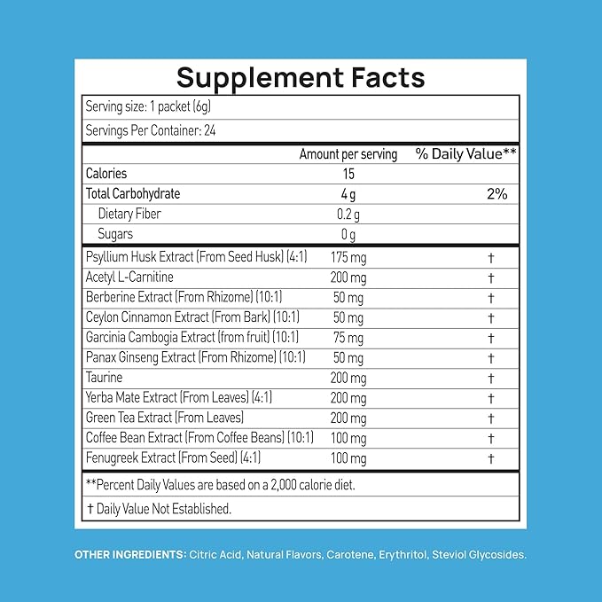 GLP-1 Supplement | Natural GLP-1 Production | GLP 1 Booster Drink Mix to Control Appetite and Cravings | Great Tasting Metabolic Support - Yerba Mate, Garcinia Cambogia, Berberine [Tropical Fruit]