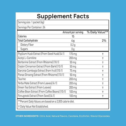 GLP-1 Supplement | Natural GLP-1 Production | GLP 1 Booster Drink Mix to Control Appetite and Cravings | Great Tasting Metabolic Support - Yerba Mate, Garcinia Cambogia, Berberine [Tropical Fruit]