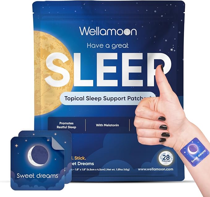 Wellamoon Original Sleep Patches for Adults Extra Strength | Easy-to-Apply Sleep Patch with Melatonin & Valerian | Relax & Wake Up Refreshed | Long-Lasting Night Comfort for Men & Women | 28 Patches