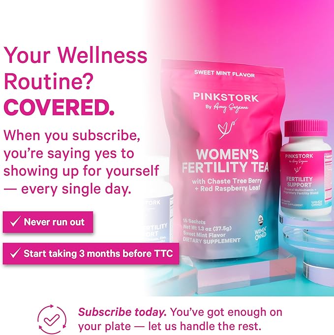 Pink Stork Fertility Supplements for Women | 2-in-1 Conception Support with Inositol, Folate + CoQ10 | Cycle Regularity, Hormone Balance + Reproductive Wellness | 60 Capsules