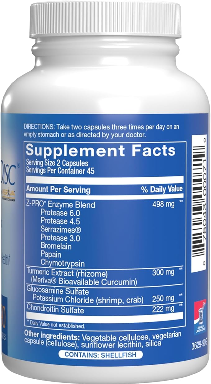 Nutra Disc & Joint Support Supplement - Clinically Formulated Restorative Cartilage Ligament and Tendon Supplement with Patented Meriva Curcumin & Glucosamine and Chondroitin for Adults - 45 Servings