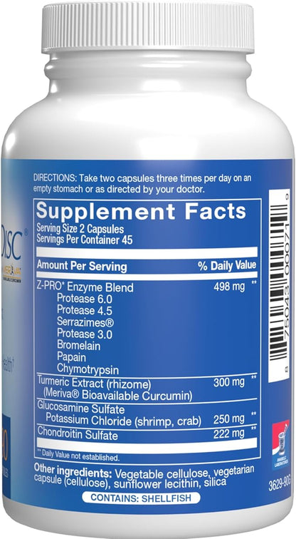 Nutra Disc & Joint Support Supplement - Clinically Formulated Restorative Cartilage Ligament and Tendon Supplement with Patented Meriva Curcumin & Glucosamine and Chondroitin for Adults - 45 Servings