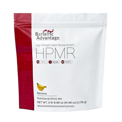 Bariatric Advantage High Protein Meal Replacement Drink Mix - Protein Powder Whey Isolate for Gastric Bypass & Sleeve Gastrectomy Patients - 28 Servings with 27 g Protein - Banana - 43.46 oz