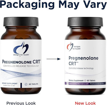 Designs for Health Pregnenolone CRT - 30mg Controlled/Time Release Pregnenolone (10-12 Hour) - Estrogen, DHEA + Testosterone Hormone Precursor for Women + Men - Vegan + Non-GMO (60 Tablets)