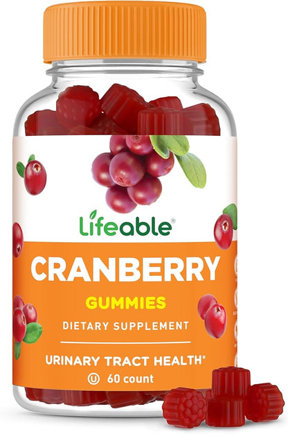 Lifeable Cranberry Gummies for Women | Great Tasting Cranberry Supplement | for Urinary Tract Health, Bladder & Kidney Support | Vegan and Non GMO Cranberries | 60 Count