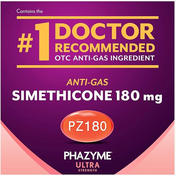 Phazyme Ultra Strength Gas and Bloating Relief, 180 Mg Simethicone, 12 Fast Gels, Pack of 3